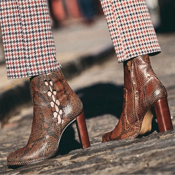 Free People Snakeskin Marietta Heeled Booties - Picture 3 of 10